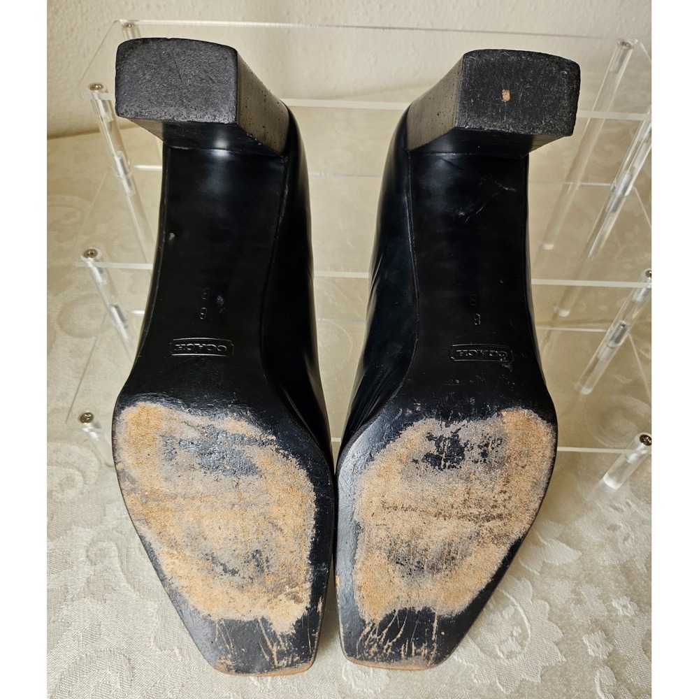 Coach - Malorie Do – Italian Made – Black Leather Square Toe Heels – Size 8 - Picture 7 of 9
